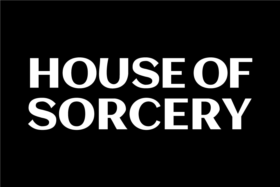 House of Sorcery white text on a black background